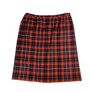 Vintage Pendleton Authentic Macinnes Tartan Red Blue Plaid Wool Skirt Sz 24W